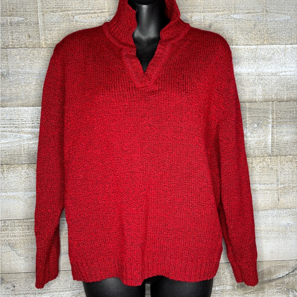 Carolyn Taylor vintage red holiday Christmas collared sweater small